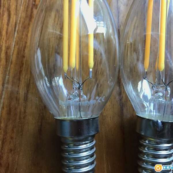 80%new LED Light Bulb 蠟燭型燈泡一個 細螺頭 黃光 約3.6W