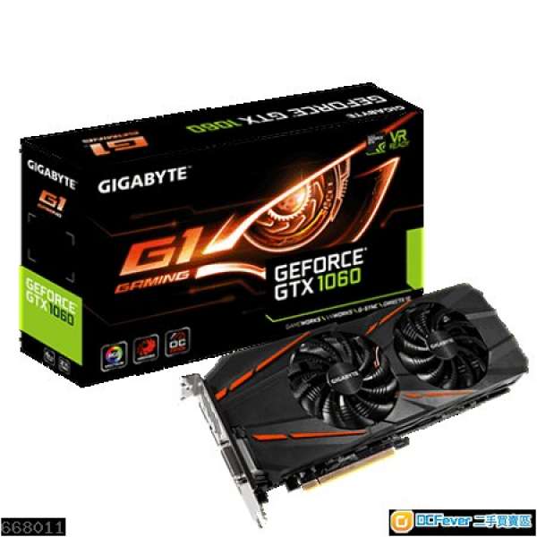 全新 Gigabyte GeForce GTX 1060 G1 Gaming 6G 顯示卡