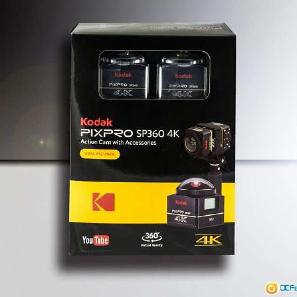 全新未開封Kodak - Pixpro SP360 4K 運動相機 Dual Pro Pack 香港行貨