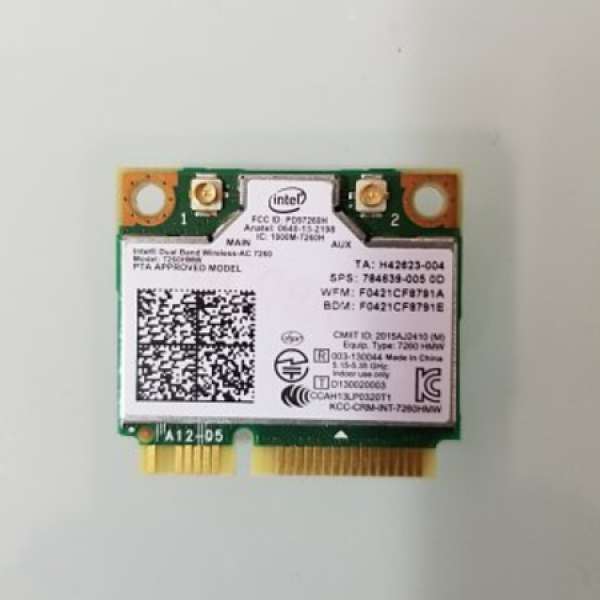 Intel AC7260 Dual Band WIFI, Bluetooth 4.0 HMW Mini PCI-E 867 Mbps