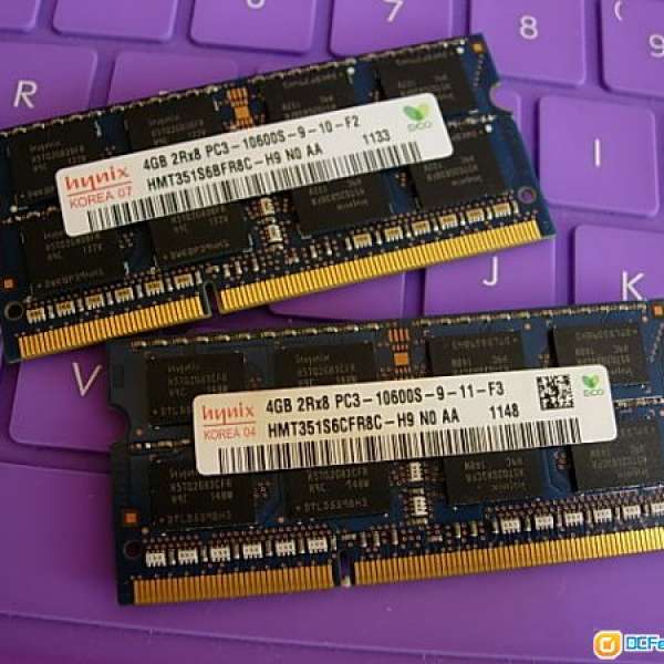 Hynix DDR3 PC3 10600 8G(4G x 2) notebook ram 由Macbook拆下