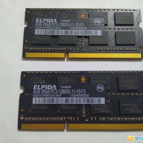 Elpida DDR3 1600MHz 4GB X 2條 =8GB 手提電腦 iMac拆出