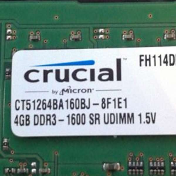 全新CRUCIAL  DDR3  1600  4gb  UDIMM  1.5V {單面}