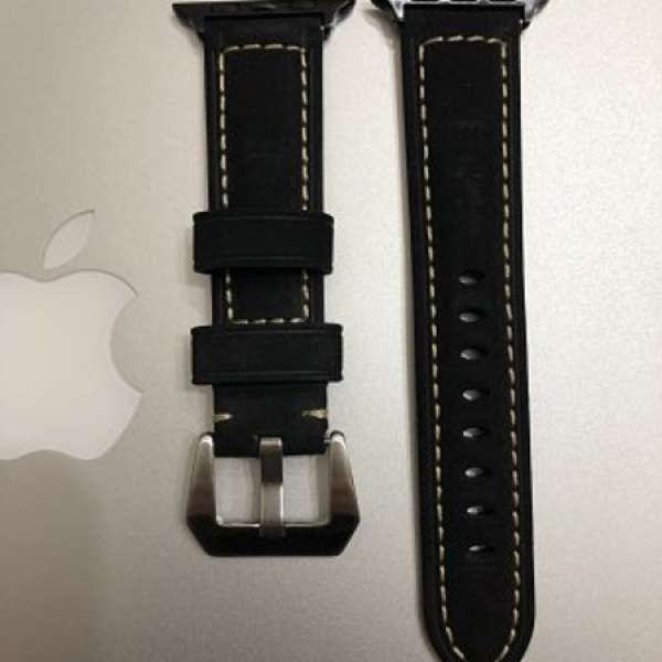 Apple Watch 錶帶 Panerai 麂皮款 黑色 38mm 42mm Apple Watch Leather Strap