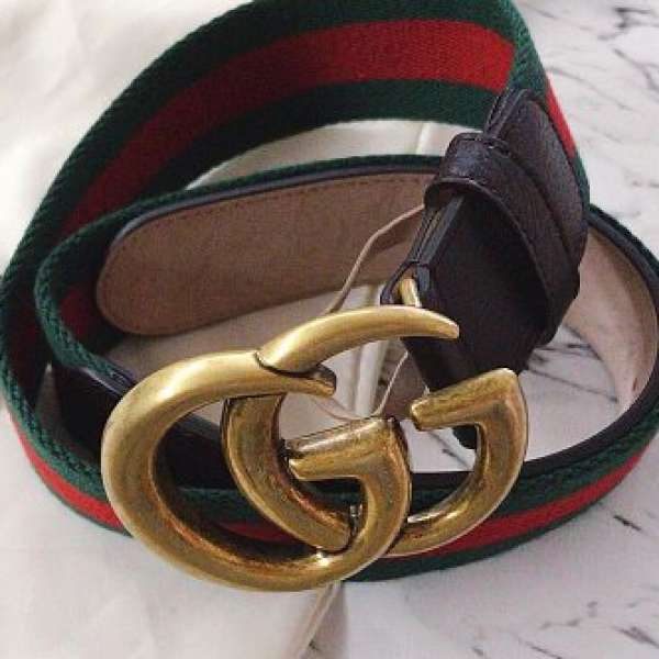 Gucci Belt 雙G搭扣尼龍織帶皮帶(女裝)