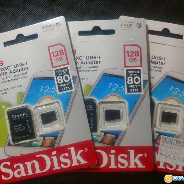 SanDisk Ultra Micro sdxc 128GB Memory Card (一張全新未拆, 另外兩張已拆開, 三張...