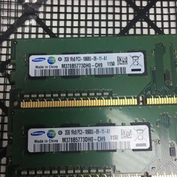 閒置 SamSung DDR3 10600U 2GB x2 單面 100%Work 私保7天