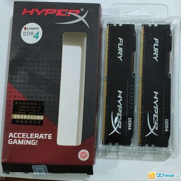 Kingston Hyperx DDR4 2400MHz 8GB X 2條 =16GB 卓面電腦