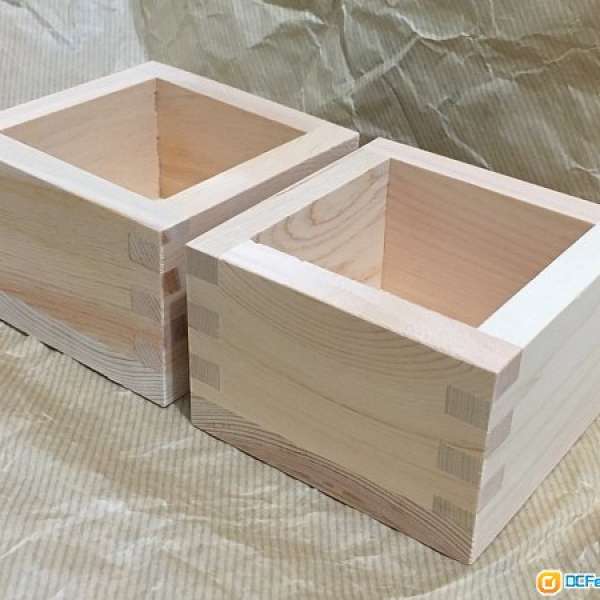【全新】日本清酒方形木製杯兩隻