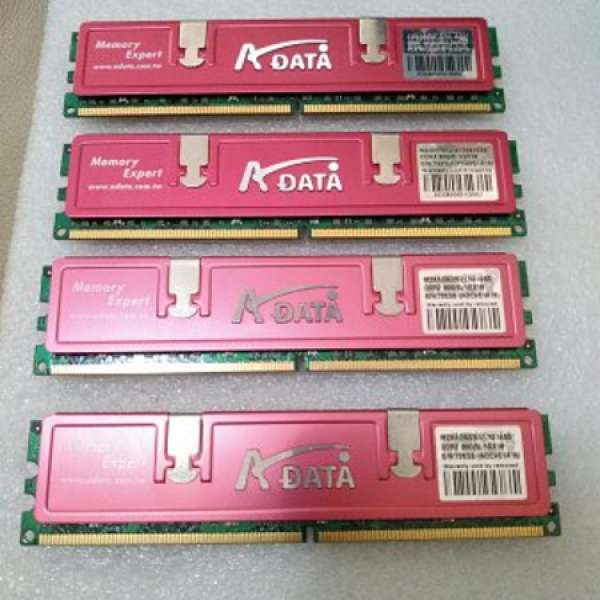 -新淨 - 紅色散熱殼 ADATA  DDR2 800 1GB x 4 -全正常