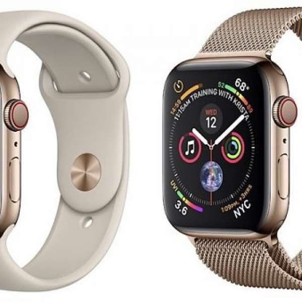 行貨 Apple Watch Series 4 金色不銹鋼膠帶44mm (GPS+流動網絡）送原裝鋼帶及尼龍帶
