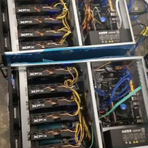 RX580 GPU miner X 2 (每部6張 RX580，180M hashrate, 3月開始使用, 9月已停機)