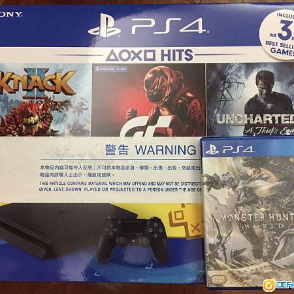 PS4 SLIM 500GB + MHW + GT + UNCHARTED 4 + KNACK