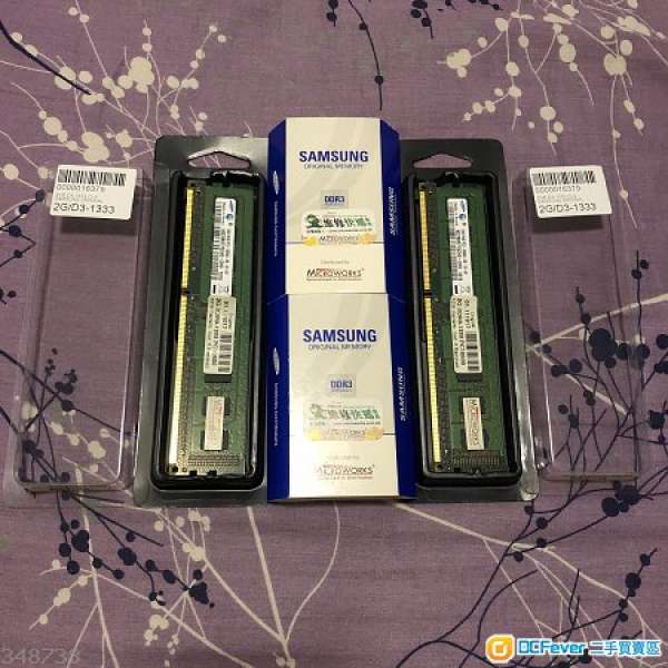 Samsung DDR3 1333Mhz PC3-10600 Desktop RAM 2G x 2 = 4GB Microworks終身保養