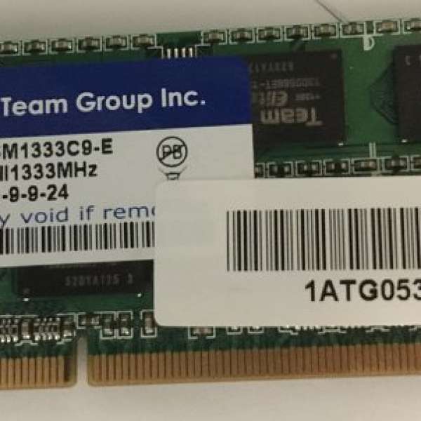 二手 Team Group DDR3 1333 MHz 原廠拆機 4G notebook ram HK$150.00 1條