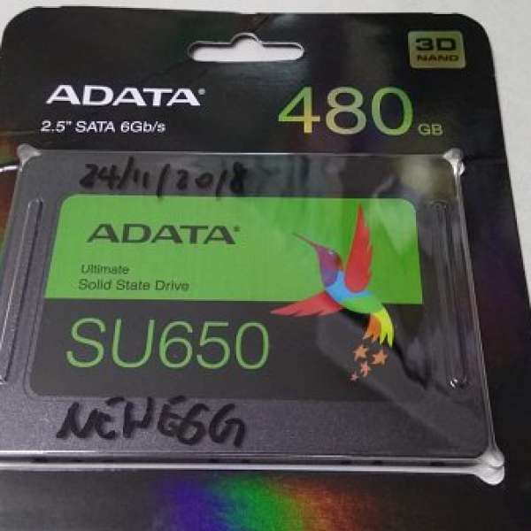 全新未開 ADATA SU650 480GB 美水 (HOLD)