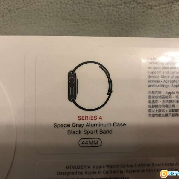 Apple watch series 4, 44mm Space Gray gps+cellar (全新未拆）