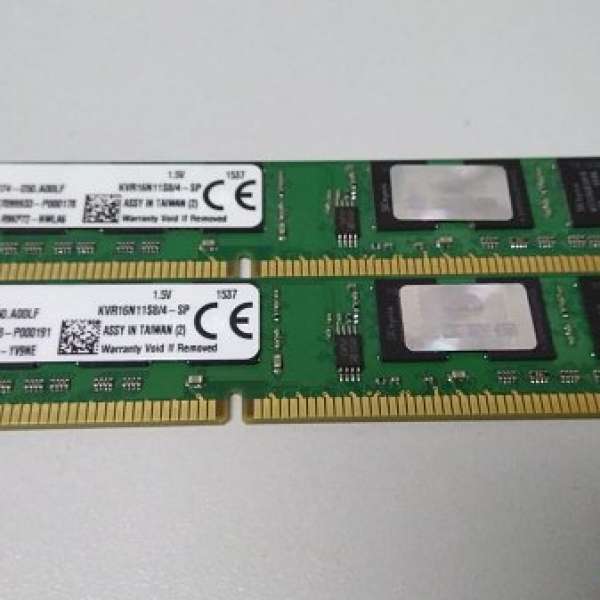 Kingston KVR16N11S8/4  SP   4 GB DDR3-1600  x 2 = 8 GB