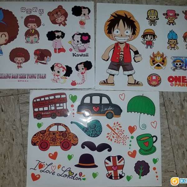 全新海盗王One Piece 摩丝摩丝MOCMOC I Love London Stickers A4大貼纸 3張一套賣 -...