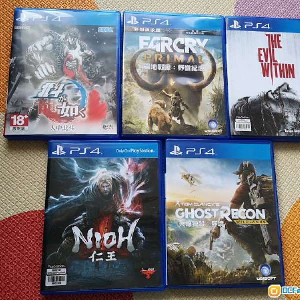 Ps4 北斗，Farcay primal 野蠻紀源 ， The evil within，仁王，ghost recon wildlands