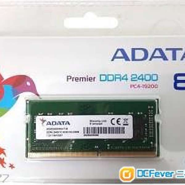 100%全新 Adata DDR4 2400 8GB SODIMM (Notebook)