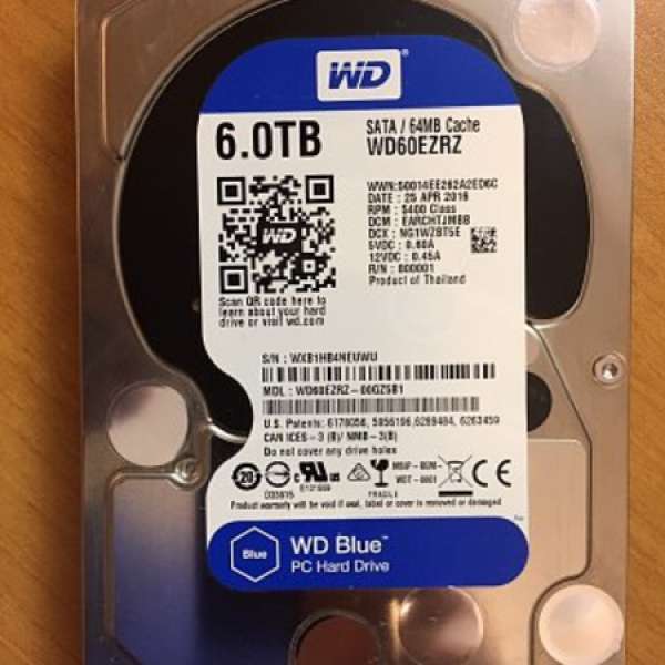 Western Digital WD 6TB Hard Disk HDD 硬碟 WD60EZRZ