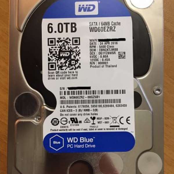 Western Digital WD 6TB Hard Disk HDD 硬碟 WD60EZRZ