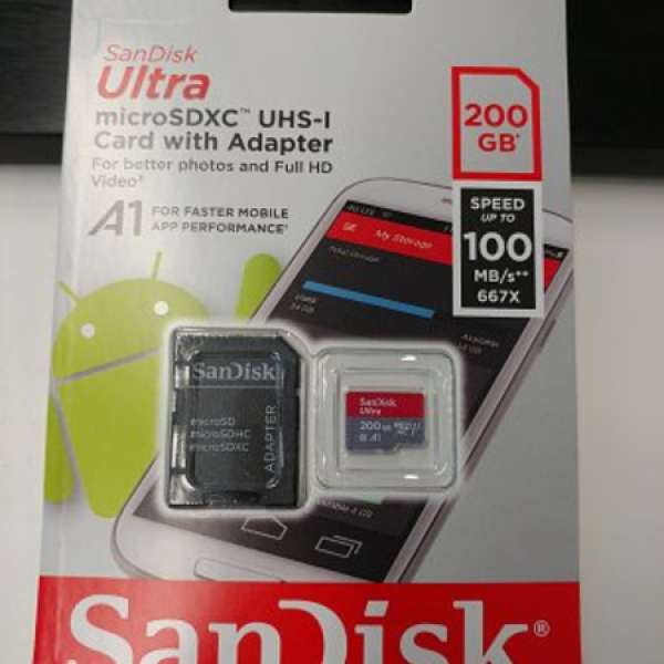 放100% 全新未開封 SanDisk Ultra microSDXC 200GB A1 UHS-I/U1 100MB/s