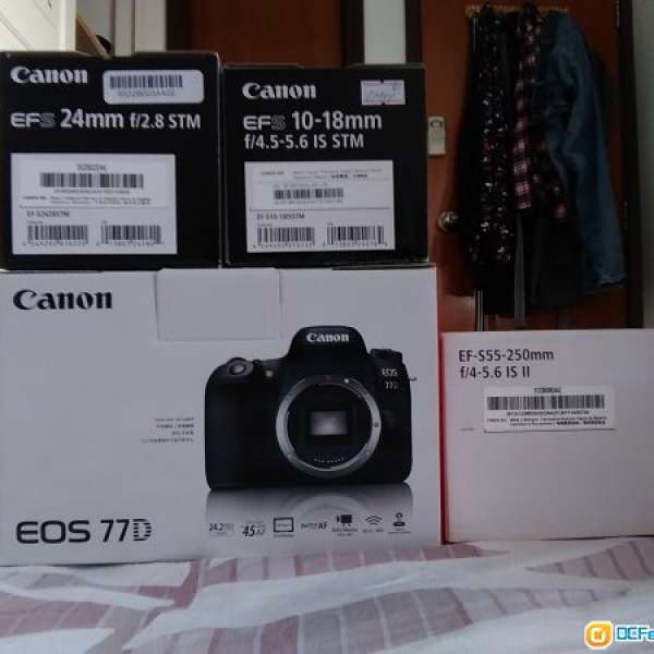 Canon 77d + efs 24mm + Efs 10~18mm + Efs 55~250mm