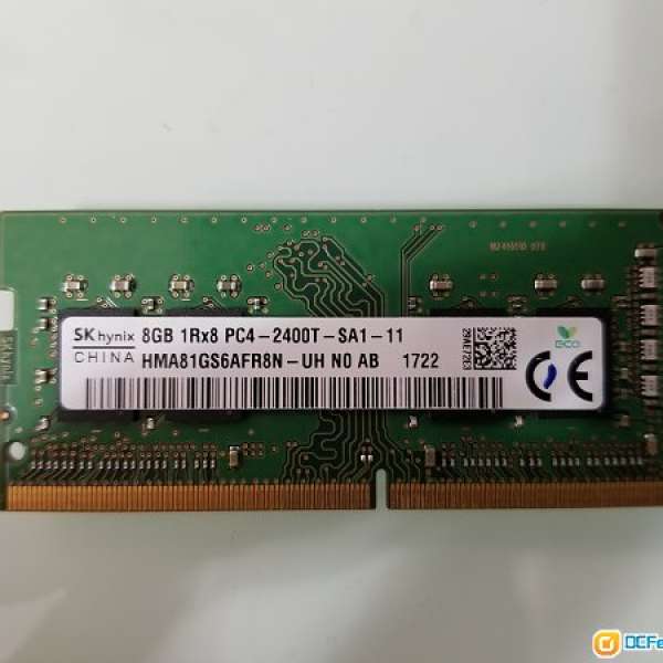 SKhynix 8GB DDR4 2400 PC4 2400T Notebook RAM 一條