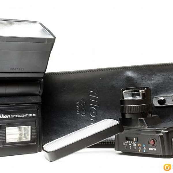 Nikon F3子母燈閃光燈SB-16A (跟AS-8 ISO熱靴座,SW-7擴散片,SS-16閃燈袋)