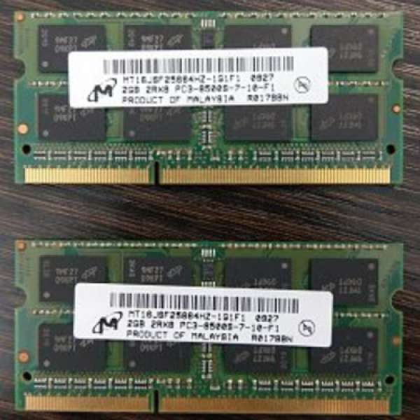 (4GB; 共兩條) Micron - DDR3 - 2 GB - SO-DIMM 204-pin