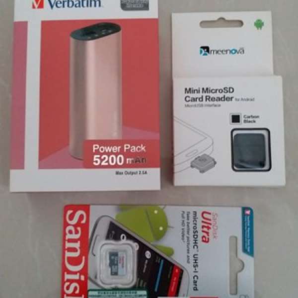 全新 Verbatim Power Pack 5200mAh尿袋 + 32GB SanDisk microSD + CardReader