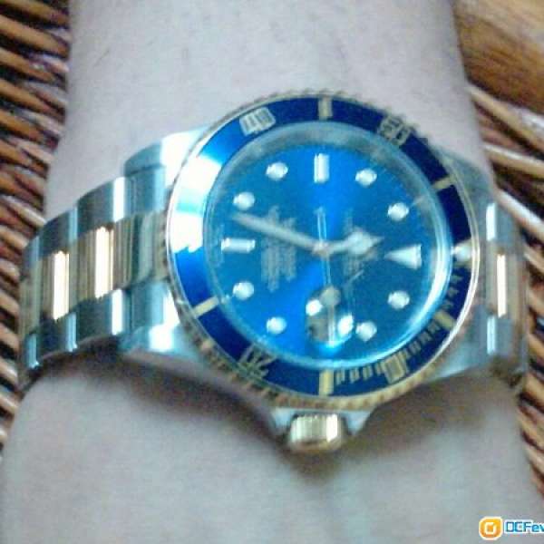 Rolex 18k金鋼潛水錶16613 鐳射藍面 實芯錶耳密窿金鋼帶扣.