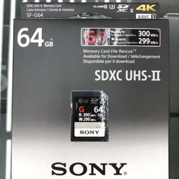 放100%全新 原封 Sony SF-G64T1 SD Card $750
