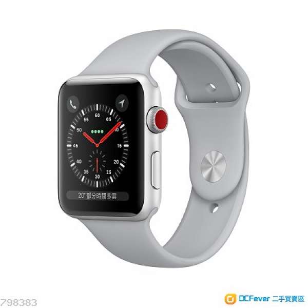 全新 apple watch series 3 GPS 42毫米銀色鋁金屬錶殼配霧灰色運動錶帶