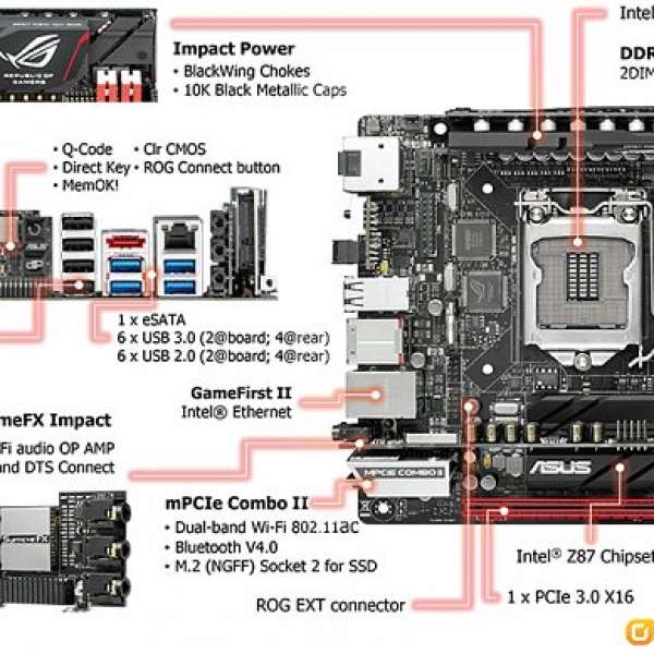 Asus Maximus VI Impact Mini ITX Z87 主板