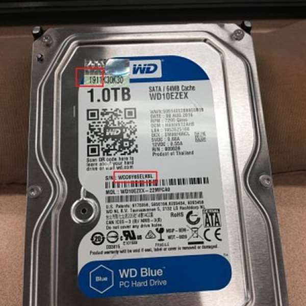 WD Blue 1 TB 7200 RPM  有保養至 2019 年11月