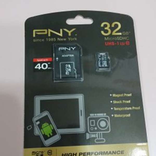 全新PNY 32 GB 40MB/S microSDHC 記憶卡