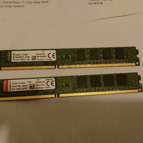 Kingston DDR3 1600Mhz 4GB ram兩條