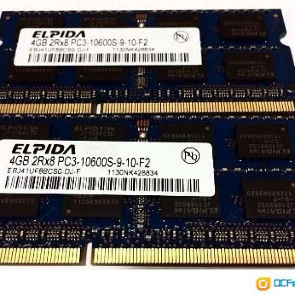 ELPIDA  DDR3 4GB x2條 手提電腦RAM