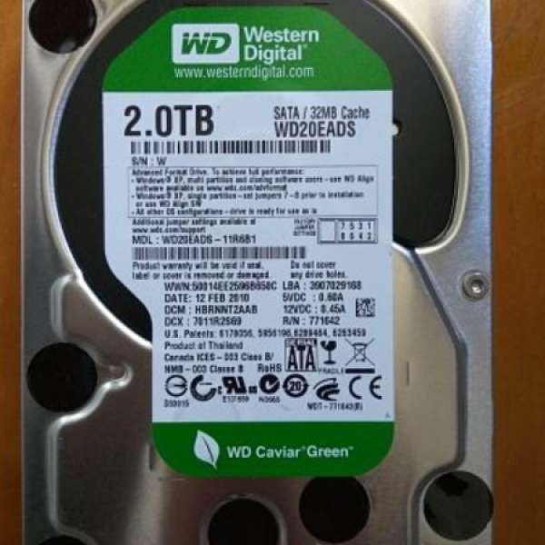 Western Digital WD Green 3.5" 2TB 32M Cache Hard Drive Harddisk HD