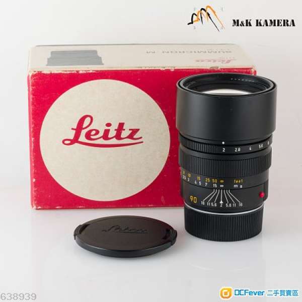 Leica Summicron-M 90mm/F2.0 E55 Pre-Asph/ Ver.II Black Lens Yr.1988