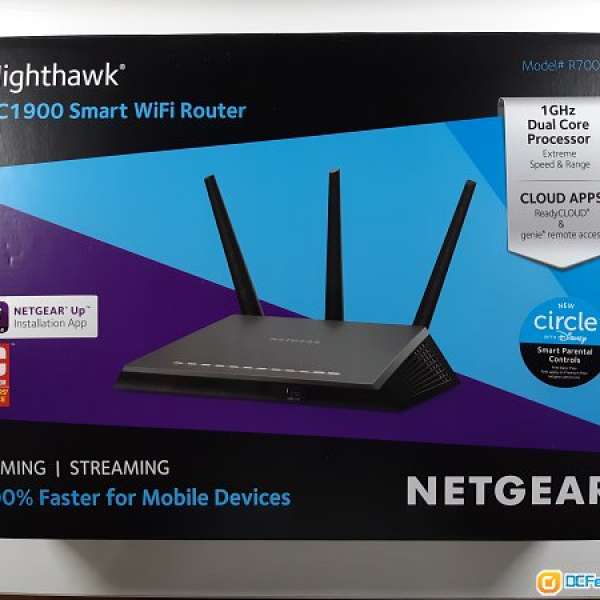 NETGEAR Nighthawk R7000 WiFi Router 智能無線路由器（AC1900）