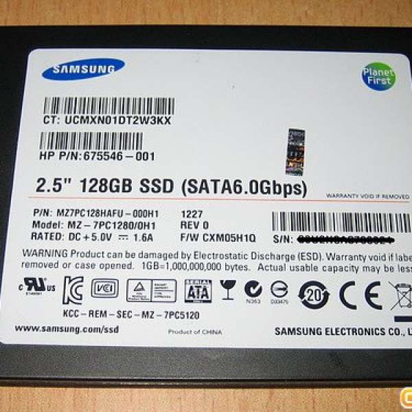 Samsung 128GB SSD 2.5" (SATA-III 6Gb/s) 讀寫速度高