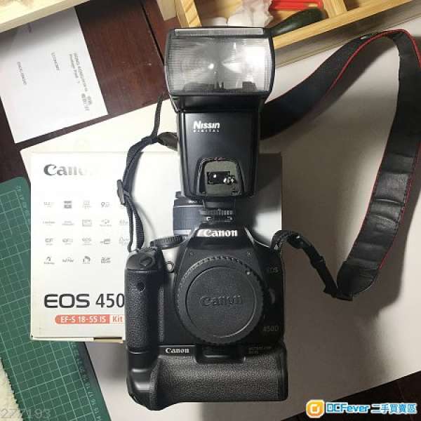 Canon 450D + Nissin 閃燈 + 直倒 EF-S APSC 相機 送 Nissin DI 622 鏡頭 BG-E5