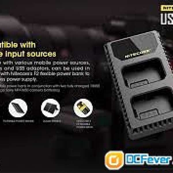Nitecore USN1 Dual-Slot USB Travel Charger for Sony NP-FW50 Lithium-Io