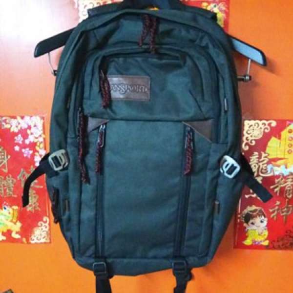 JanSport 真皮牌灰色背囊