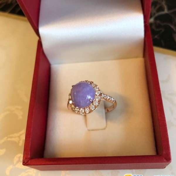 𣲙紫玉翡翠鑽石戒指