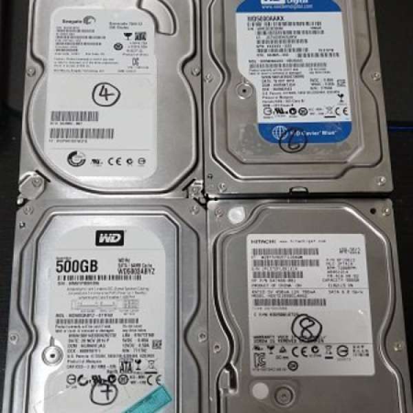 500GB HDDx4( Hitachi , WD Re , WD Blue , Seagate Barracuda ) (4,6,7,8)